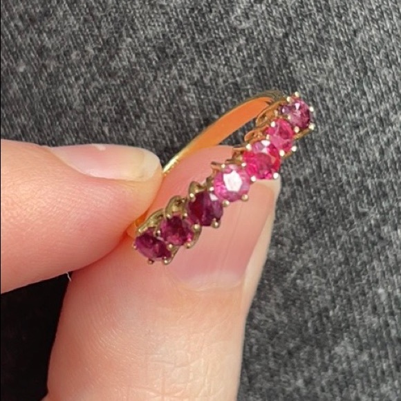 Ruby half eternity band 18k gold - Picture 9 of 17